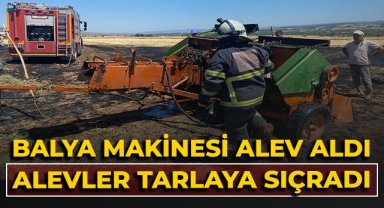 Balya makinesi alev aldı, alevler tarlaya sıçradı!