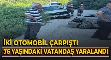 İki otomobil çarpıştı, 76 yaşındaki vatandaş hastaneye kaldırıldı