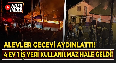 Alevler geceyi aydınlattı! 4 ev 1 iş yeri kullanılmaz hale geldi