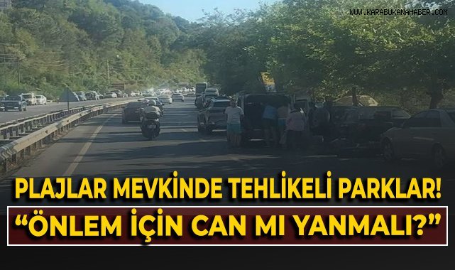 Ereğli plajlar mevkiinde kara yoluna araçlarını park ettiler