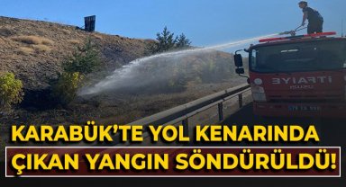 Karabük'te yol kenarında çıkan ot yangını söndürüldü