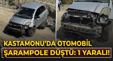 Kastamonu'da otomobil, şarampole düştü: 1 yaralı
