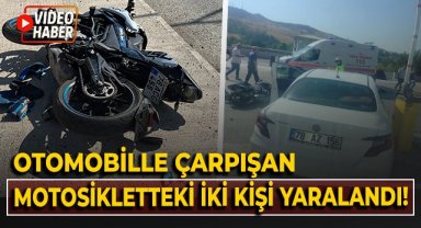 Otomobille çarpışan motosikletteki 2 kişi ağır yaralandı