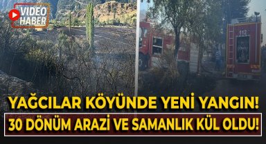 Yağcılar Köyü'nde yeni yangın! 30 Dönüm arazi ve samanlık kül oldu!