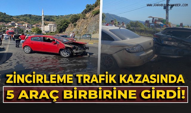 Zonguldak'ta zincirleme trafik kazasında 5 araç birbirine girdi