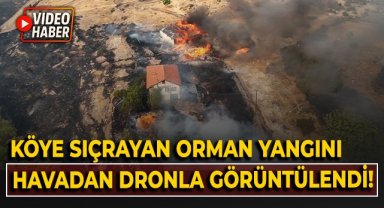 Köye sıçrayan orman yangını havadan dronla görüntülendi!