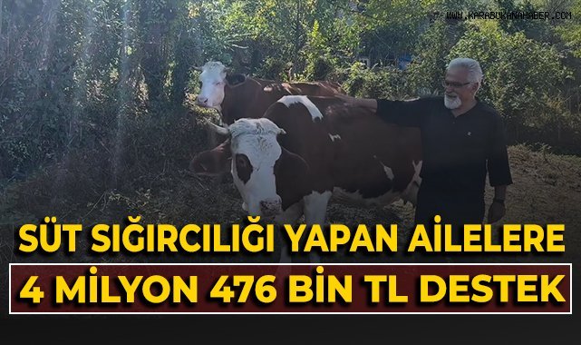 Süt sığırcılığı yapan ailelere 4 milyon 476 bin TL destek