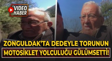 Dedeyle torununun motosiklet yolculuğu gülümsetti