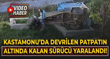 Kastamonu’da devrilen patpatın altında kalan sürücü yaralandı
