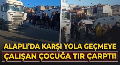 Alaplı'da karşı yola geçmeye çalışan çocuğa tır çarptı