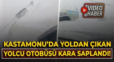 Kastamonu'da yoldan çıkan yolcu otobüsü kara saplandı!