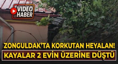 Zonguldak'ta korkutan heyelan! Kayalar 2 evin üzerine düştü!