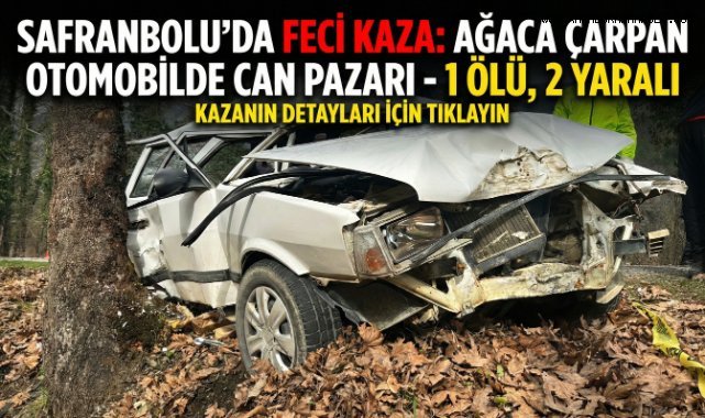 Karabük'te otomobil ağaca çarptı: 1 ölü, 2 yaralı