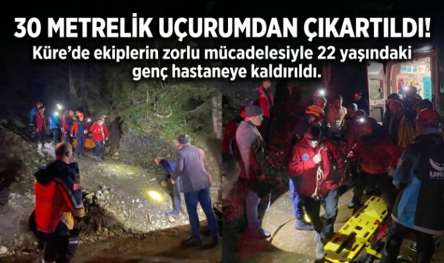 Uçuruma Düşen Genç Ekiplerin Zorlu Çalışmasıyla Kurtarıldı