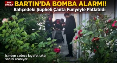 Evin bahçesine bırakılan şüpheli çanta fünye ile patlatıldı