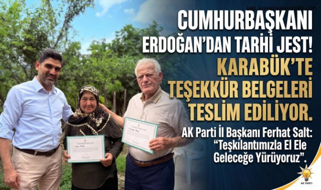AK Parti'den Üyelere Cumhurbaşkanı Erdoğan İmzalı Teşekkür Belgesi