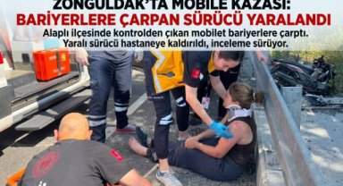 Direksiyon hâkimiyetini kaybeden motosiklet sürücüsü bariyere çarptı: 1 yaralı