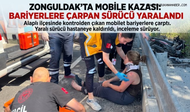 Direksiyon hâkimiyetini kaybeden motosiklet sürücüsü bariyere çarptı: 1 yaralı