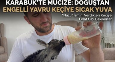 Doğuştan engelli yavru keçiyi sahiplenip evlatları gibi büyütüyorlar