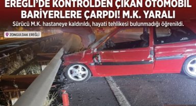 Zonguldak'ta otomobil bariyerlere çarptı: 1 yaralı